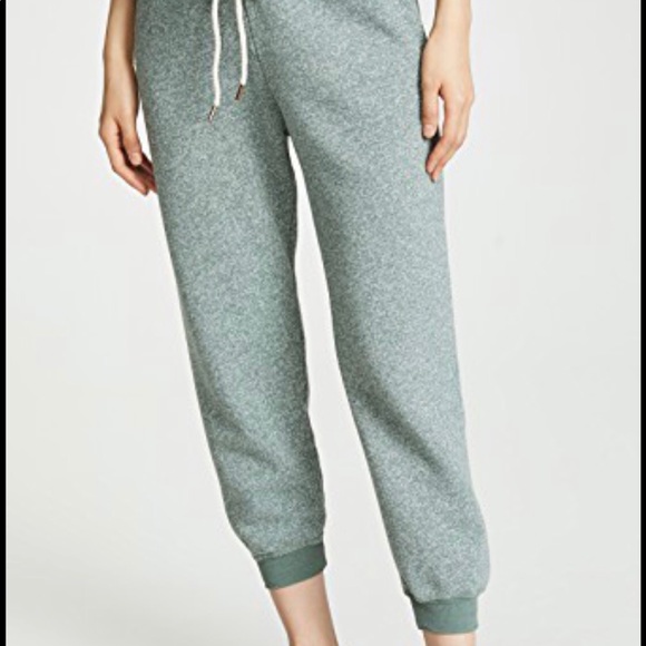 THE GREAT. Pants - The Great Cropped Sweatpants in Basil Heather